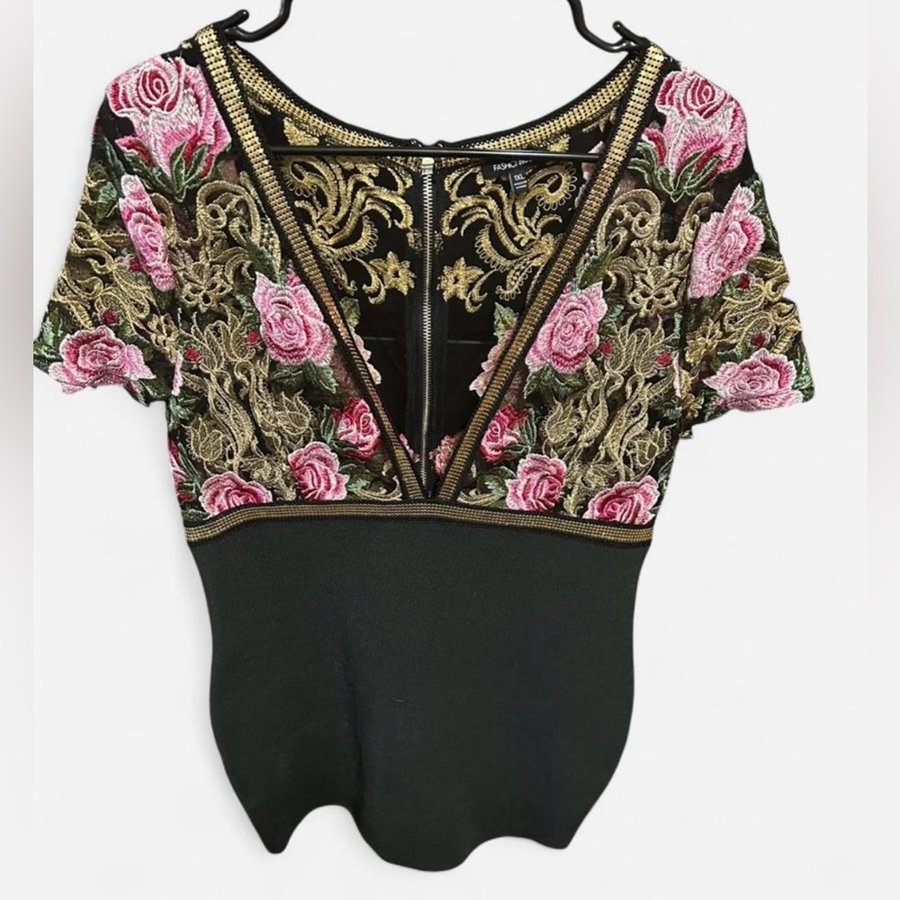 Floral Embroidered Bodycon Dress